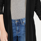 Charter Club Women's Petite Pointelle Duster Cardigan Black Size S