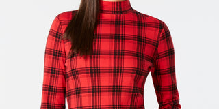 Charter Club Women's Cotton Plaid Top Red Size Medium