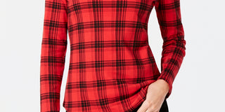 Charter Club Women's Cotton Plaid Top Red Size Medium