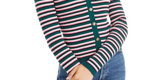 Ultra Flirt Juniors' Cropped Cardigan Top Green,White,Black Size X-Small