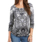 Style & Co Women's Printed Top Black Size Medium