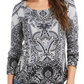 Style & Co Women's Printed Top Black Size Medium