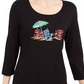 Karen Scott Women's Embellished 3/4-Sleeve Top Black Size Medium