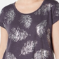 Style & Co Women's Leaf Print Scoop Neck Top Gray Size XX-Large