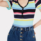 Planet Gold Juniors Striped V-Neck Top Black Size Medium