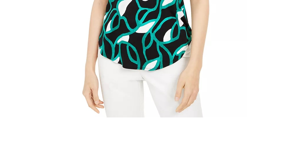 Alfani Women's Printed T-Shirt blue/black floral Size Large