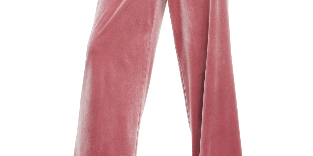 INC International Concepts Women's Velvet Wide-Leg Paperbag Pants Pink Size Small