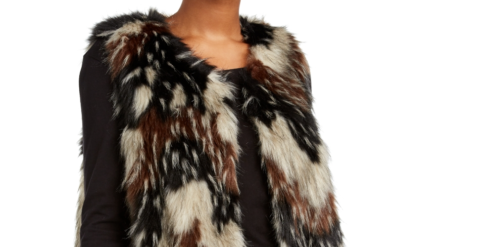 Say What? Juniors' Faux-Fur Vest Brown Size Medium