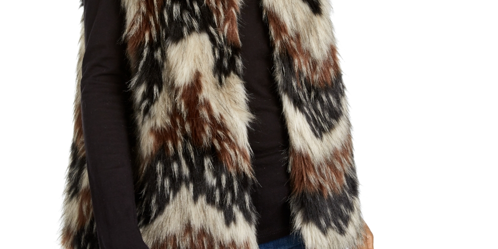 Say What? Juniors' Faux-Fur Vest Brown Size Medium