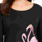 Karen Scott Women's Petite Holiday Flamingo Graphic Top Black Size PL