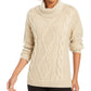 Charter Club Women's Cowl-Neck Cable-Knit Glitter Sweater White Size Medium