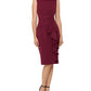 Betsy & Adam Women's Cascading Ruffle Sheath Dress Burgundy Size 4