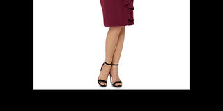 Betsy & Adam Women's Cascading Ruffle Sheath Dress Burgundy Size 4