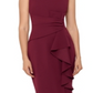 Betsy & Adam Women's Cascading Ruffle Sheath Dress Burgundy Size 4