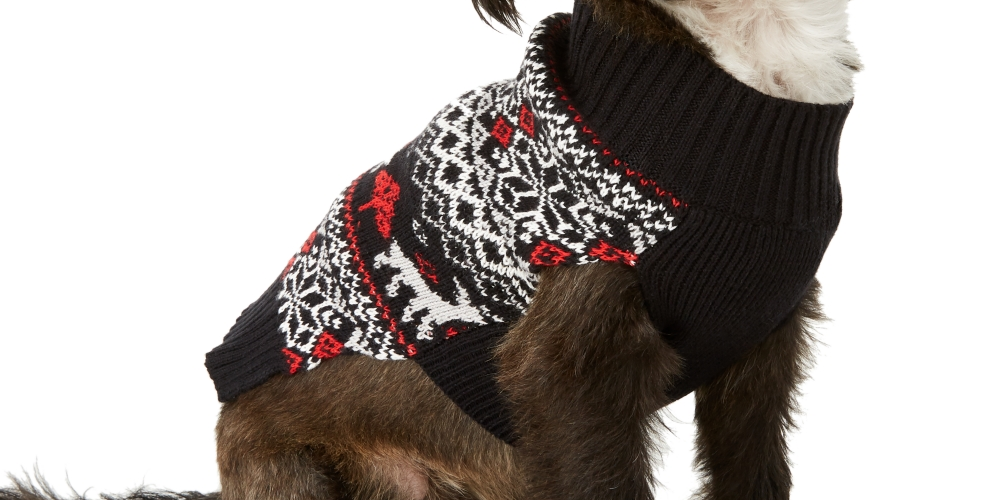 Charter Club Women's Fair Isle Dog Family Sweater  Black Size Small