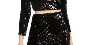 Crystal Doll Juniors' 2-Pc. Sequinned Velvet Dress Black Size 11