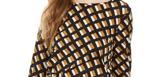 BCX Juniors' Keyhole-Back Side-Tie Top Black /White /Yellow  Size X-Small