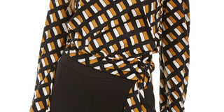 BCX Juniors' Keyhole-Back Side-Tie Top Black /White /Yellow  Size X-Small