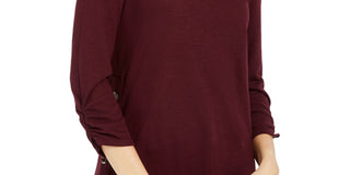 BCX Juniors' Textured Button-TrimTop Wine Size X-Small