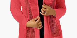 Alfani Women's Plus Size Mixed-Stitch Open-Front Cardigan Red Size 1X