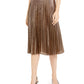 Alfani Women's Pleated Metallic Midi Skirt Brown Size XX-Large