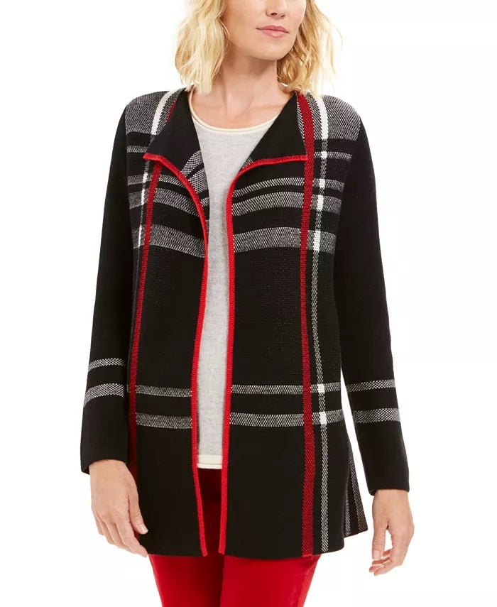 Charter Club Women's Petite Open-Front Cardigan Black Size PS