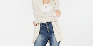 American Rag Juniors'' Drop-Shoulder Cardigan Sweater Lt Beige Size Small