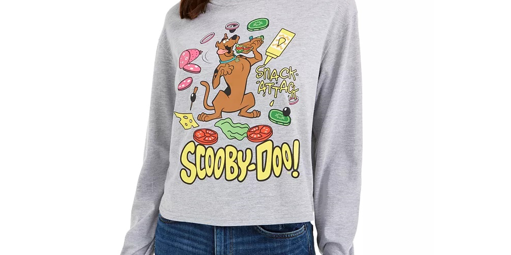 Warner Brothers Juniors' Scooby Doo T-Shirt Gray Size X-Small