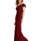Betsy & Adam Women's Off-The-Shoulder Gown Bright Red Size 6