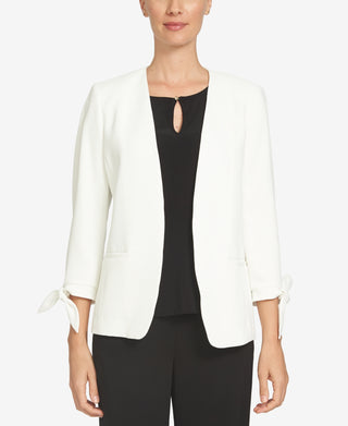 CeCe Women's Tie Sleeve Open Front Blazer White Size 12