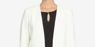 CeCe Women's Tie Sleeve Open Front Blazer White Size 12