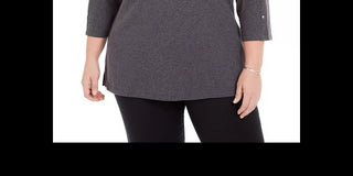 Karen Scott Women's Plus Studded Boat-Neck Top Black Size 0X