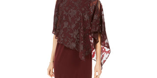 Connected Women's Metallic-Capelet Sheath Dress Brown Size 16