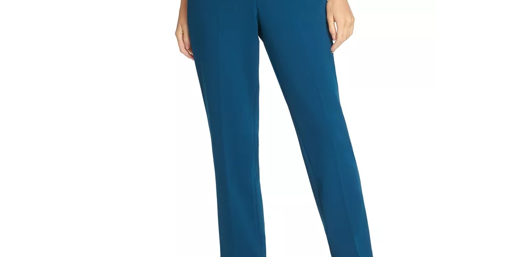 DKNY Women's Teal Belted Zippered Wear To Work Pants GreenSize 4