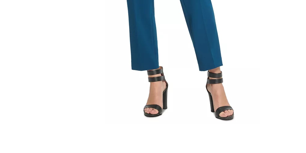 DKNY Women's Teal Belted Zippered Wear To Work Pants GreenSize 4