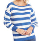 CeCe Women's Cotton Striped Pullover Sweater Blue Size Medium
