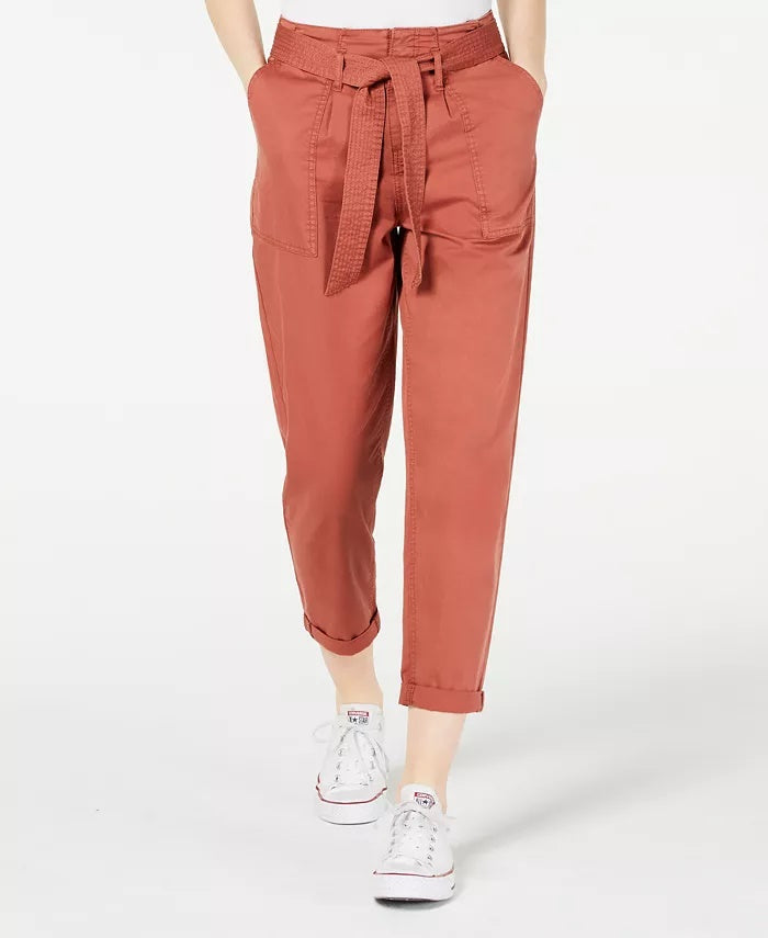 Vanilla Star Women's Belted Cuffed Pants Brown Size 13