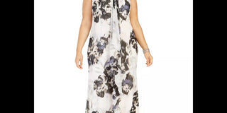 Calvin Klein Women's Plus Floral Print Chiffon Gown Pink Size 24W