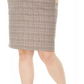 Bar III Women's Trendy Plus Plaid Pencil Skirt Beige Size 14W