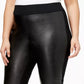 INC International Concepts Women's Faux Leather Front Casual Leggings Black Size 26W