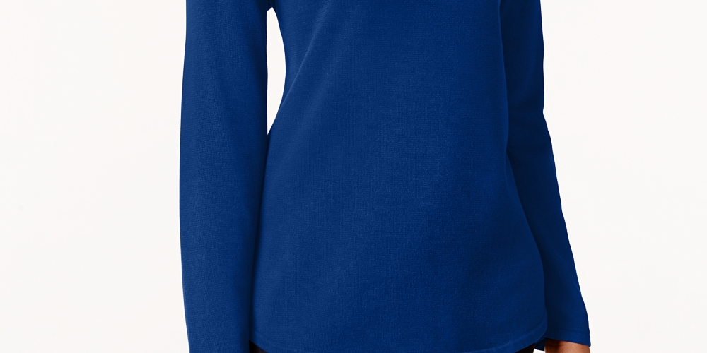 Karen Scott Women's Petite Cotton Sweater Blue Size Petite Small