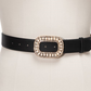 INC International Concepts Women's Embellished-Buckle Belt Black Size X-Large