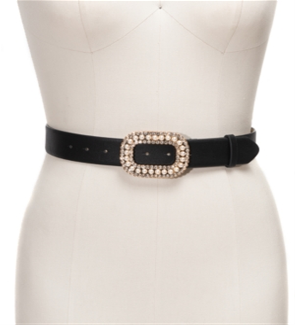 INC International Concepts Women's Embellished-Buckle Belt Black Size X-Large