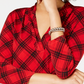 Charter Club Women's Blouse Ravishing Medium V Neck Plaid Red Size Medium