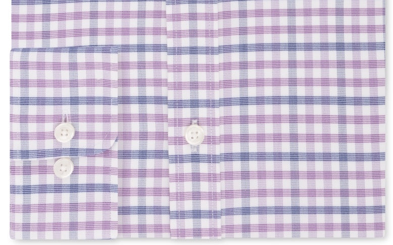 Tommy Hilfiger Men's Fitted Performance Stretch Flex Collar Check Dress Shirt Purple Size 16.5X34X35