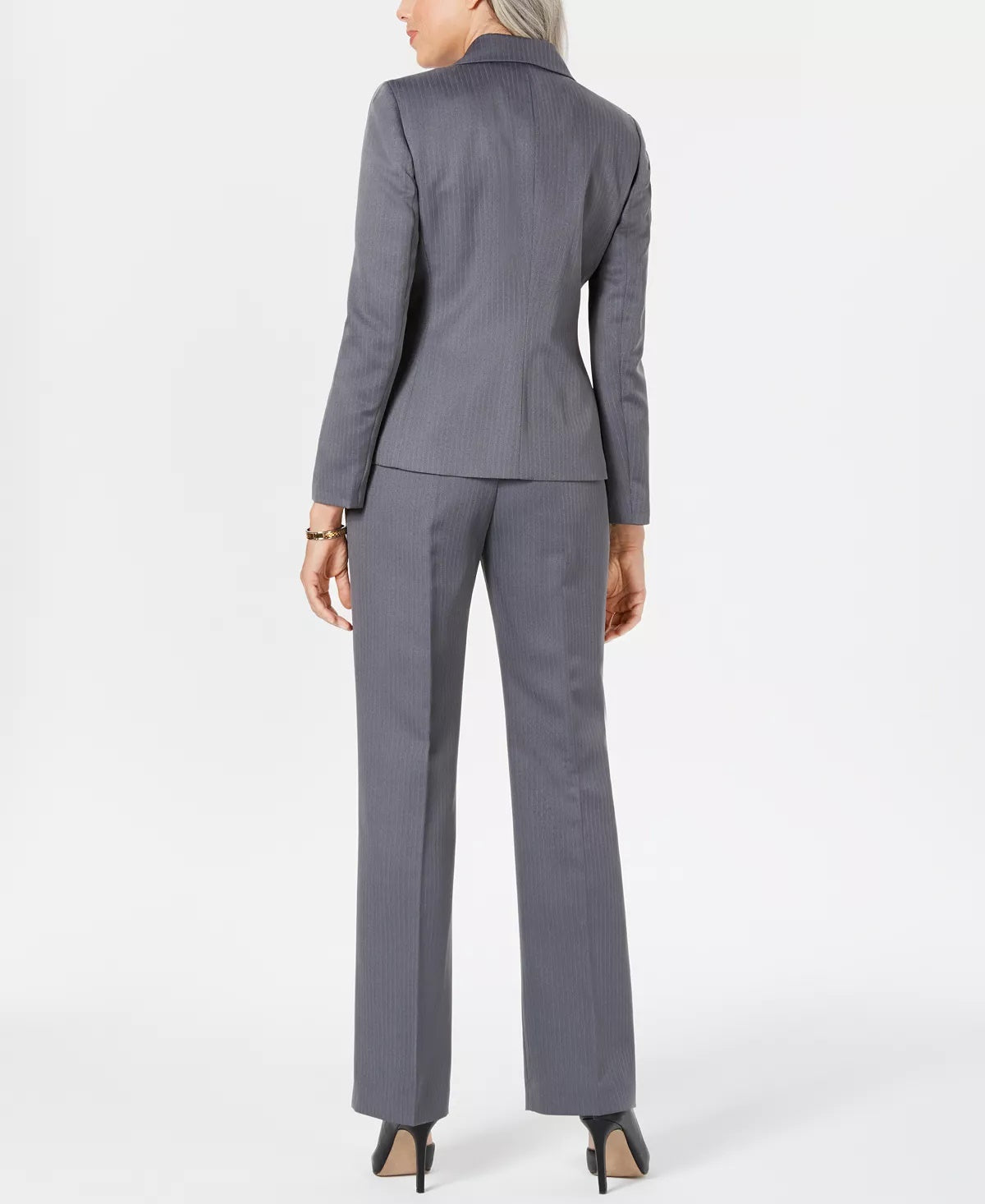 Le Suit Women's Herringbone Pantsuit Gray Size 8