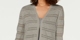 Charter Club Women's Pointelle Striped Cardigan Sugar sand Size XX-Large