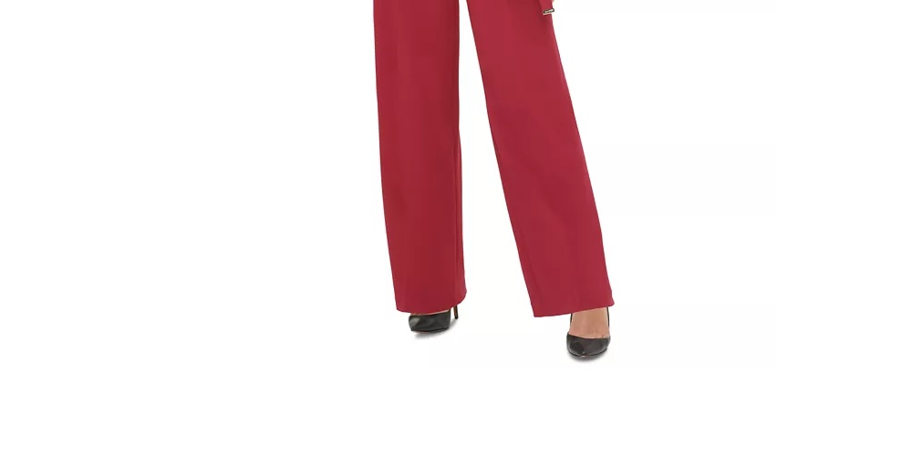 Tommy Hilfiger Women's Crepe Belted Jumpsuit Red Size 2