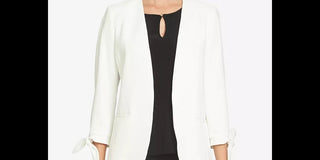 CeCe Women's Open Front Tie Sleeve Blazer White Size 4