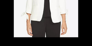 CeCe Women's Open Front Tie Sleeve Blazer White Size 4